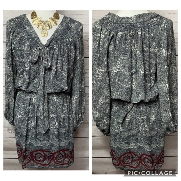 🔥 RARE 🔥 Max Studio Smocked Waist Necktie Dress - Picture 1 of 8